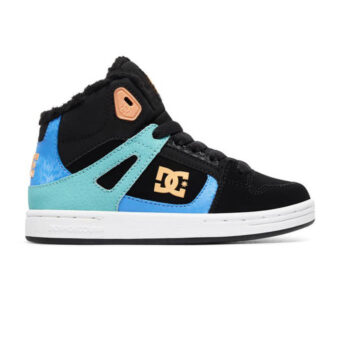 DC KIDS PURE HIGH TOP WNT BOOTS BLACK MULTI WHITE
