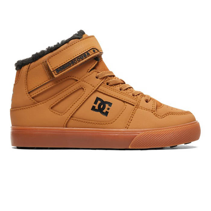 DC KIDS PURE HIGH TOP WNT ELASTIC LACED BOOTS WHEAT