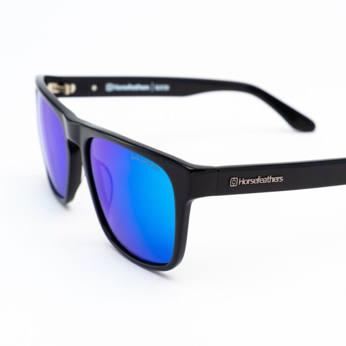 HORSEFEATHERS KEATON SUNGLASSES GLOSS BLACK MIRROR GREEN - Image 2