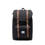 HERSCHEL LITTLE AMERICA MID BACKPACK BLACK TAN SYNTHETIC LEATHER