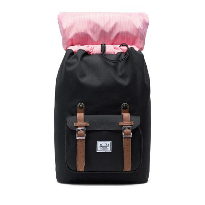 HERSCHEL LITTLE AMERICA MID BACKPACK BLACK TAN SYNTHETIC LEATHER - Image 2