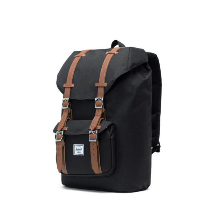 HERSCHEL LITTLE AMERICA MID BACKPACK BLACK TAN SYNTHETIC LEATHER - Image 3