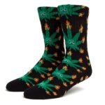 HUF GREEN BUDDY FLAME SOCKS BLACK