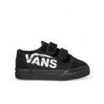 VANS TODDLER OLD SKOOL V SHOES LOGO BLACK WHITE