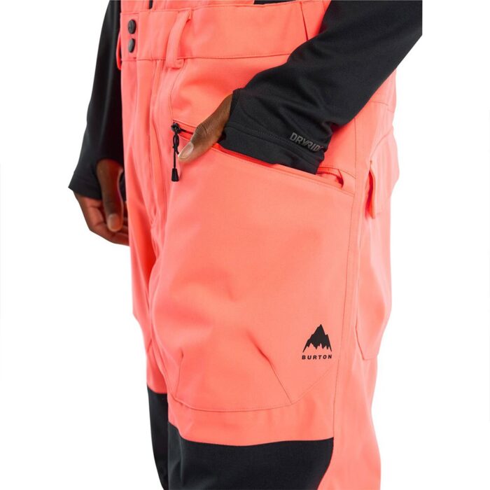 BURTON RESERVE BIB SNOWBOARD PANT TETRA ORANGE TRUE BLACK - Image 6