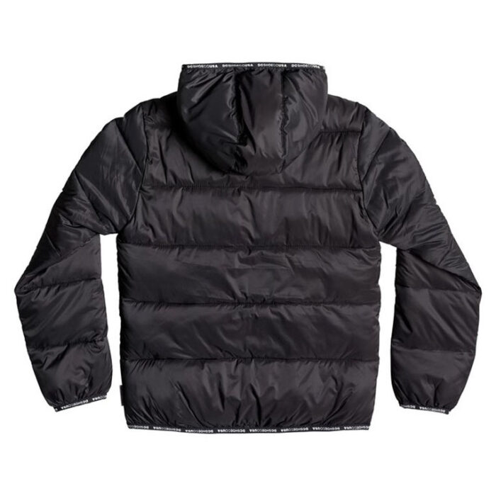 DC BOYS CREWKERNE WATER RESISTANT HOODED PUFFER JACKET BLACK - Image 2