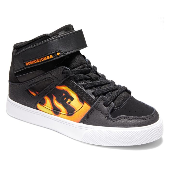 DC KIDS PURE HIGH TOP EV SHOES BLACK FLAMES - Image 5
