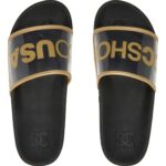 DC PLATFORM SUEDE SLIDER SANDALS BLACK GOLD - Image 2
