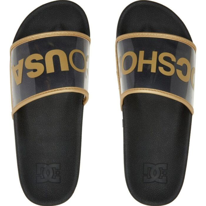DC PLATFORM SUEDE SLIDER SANDALS BLACK GOLD - Image 2