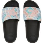 DC PLATFORM SUEDE SLIDER SANDALS BLACK WHITE PRINT - Image 2