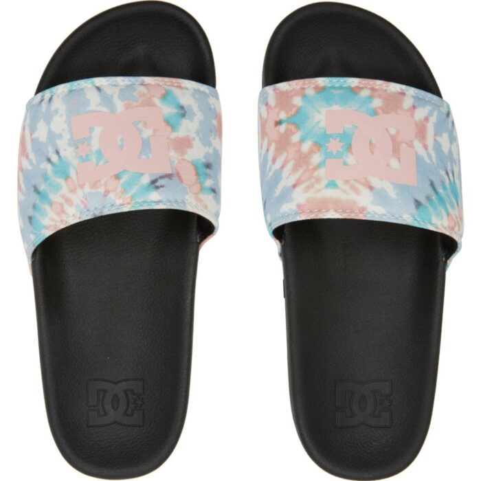 DC PLATFORM SUEDE SLIDER SANDALS BLACK WHITE PRINT - Image 2