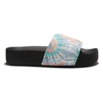 DC PLATFORM SUEDE SLIDER SANDALS BLACK WHITE PRINT - Image 4