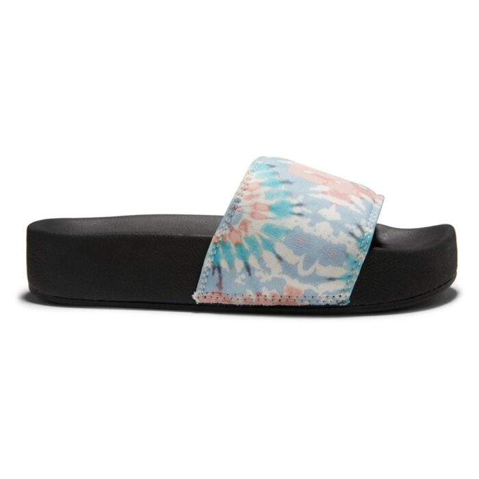 DC PLATFORM SUEDE SLIDER SANDALS BLACK WHITE PRINT - Image 4