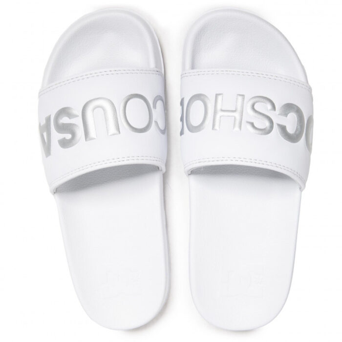 DC SLIDES SE SANDALS WHITE SILVER - Image 3