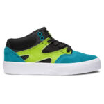 DC YOUTH KALIS VULC MID SHOES BLACK GREEN ORANGE