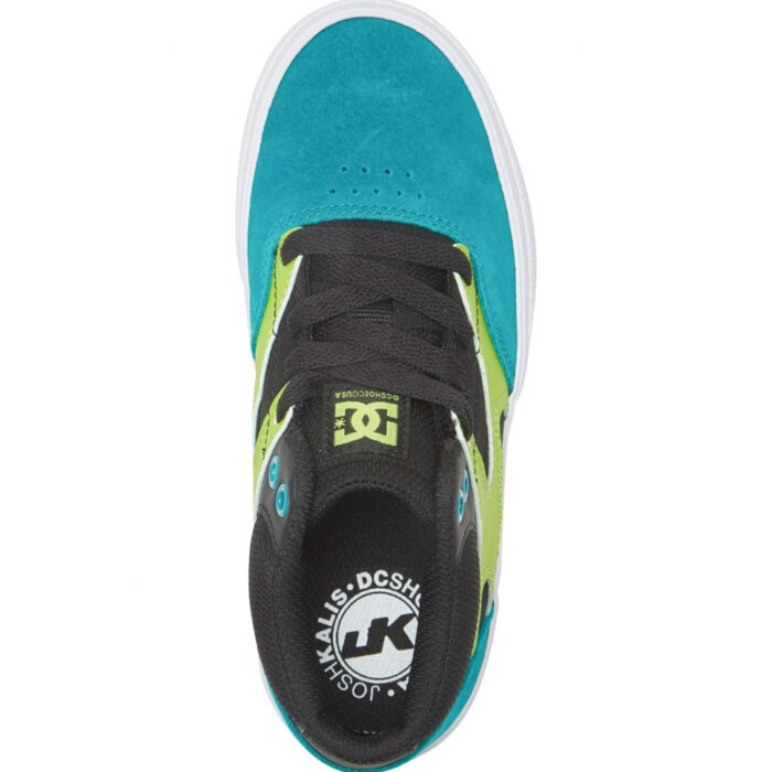DC YOUTH KALIS VULC MID SHOES BLACK GREEN ORANGE - Image 4