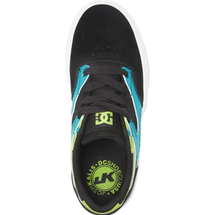 DC YOUTH KALIS VULC SHOES BLACK GREEN ORANGE - Image 4