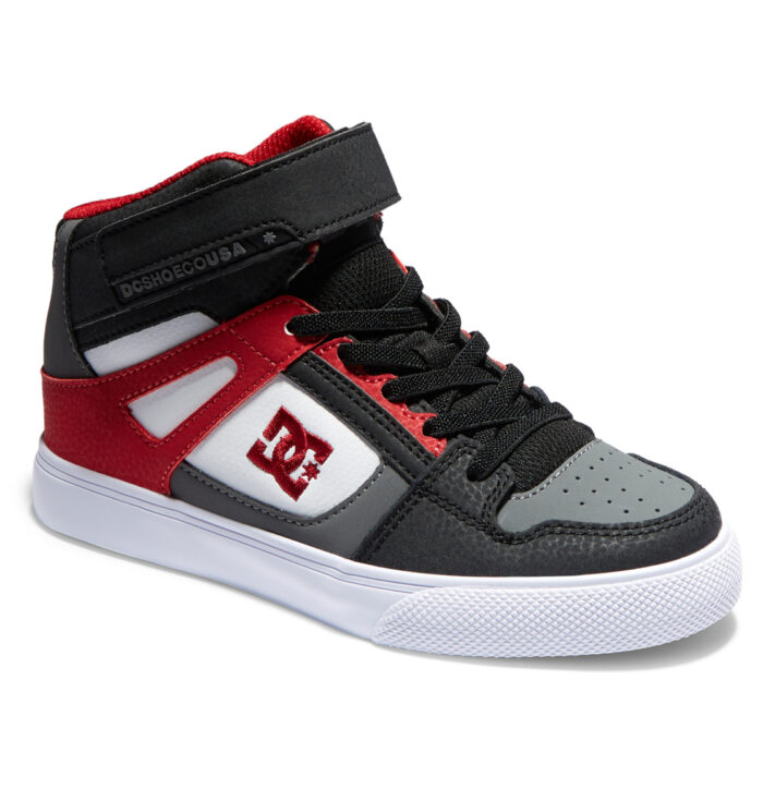 DC YOUTH PURE HIGH TOP EV SHOES WHITE GREY RED - Image 2