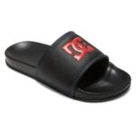 DC YOUTH SLIDES BLACK RED PRINT