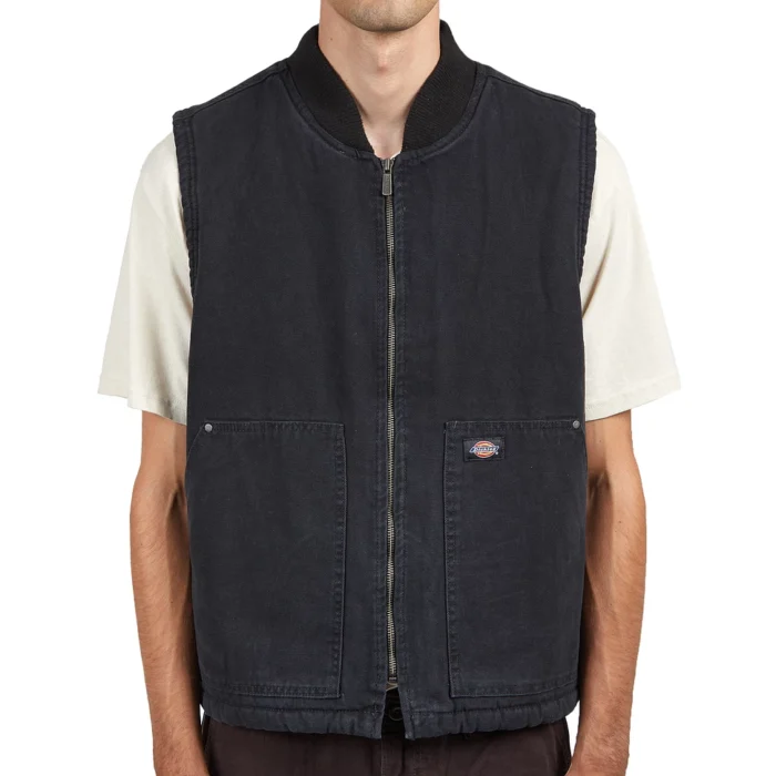 DICKIES DUCK CANVAS VEST STONE WASHED BLACK - Image 4