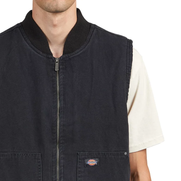 DICKIES DUCK CANVAS VEST STONE WASHED BLACK - Image 5