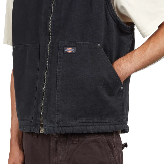 DICKIES DUCK CANVAS VEST STONE WASHED BLACK - Image 7