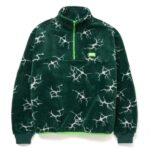 HUF QUAKE SHERPA QUARTER ZIP FLEECE FOREST GREEN