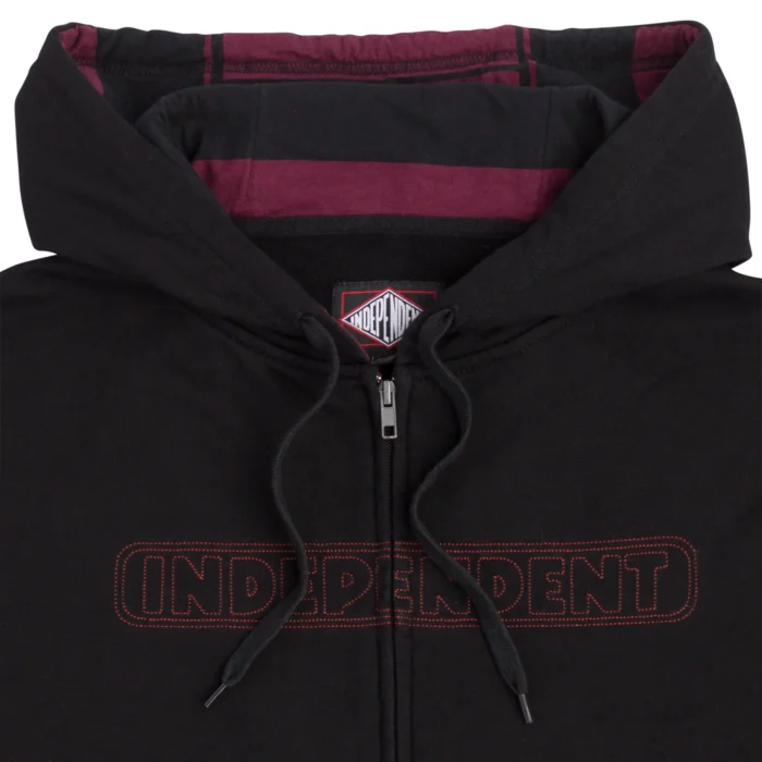 INDEPENDENT BAR STITCH ZIP HOODIE BLACK - Image 3