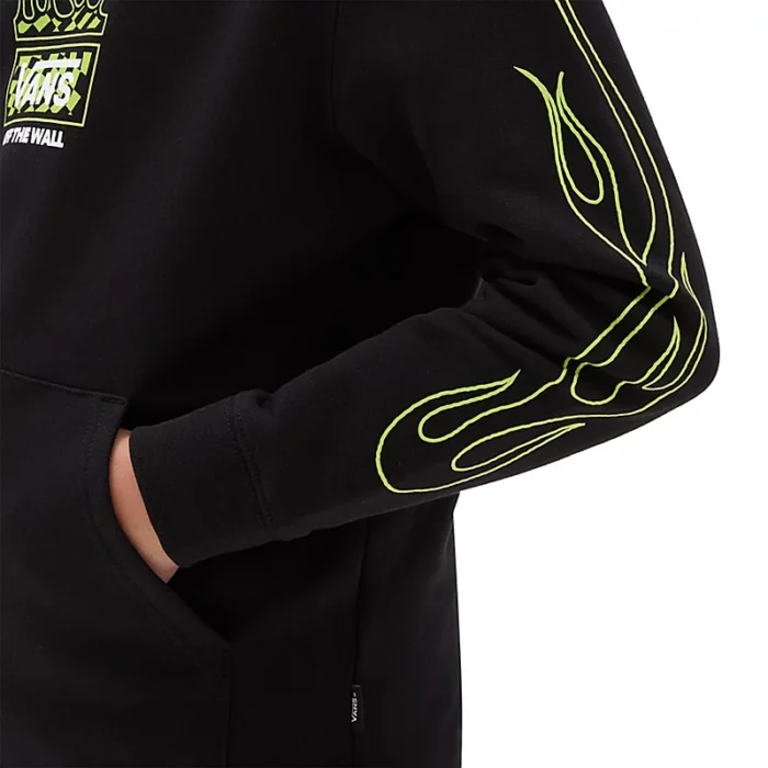 VANS BOYS NEON FLAMES HOODIE BLACK - Image 4