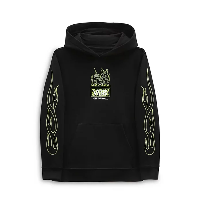 VANS BOYS NEON FLAMES HOODIE BLACK - Image 6