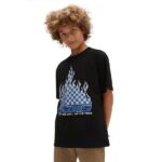 VANS BOYS REFLECTIVE CHECKERBOARD FLAME T-SHIRT BLACK