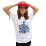 VANS BOYS REFLECTIVE CHECKERBOARD FLAME T-SHIRT WHITE