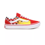 VANS JUNIOR COMFYCUSH OLD SKOOL SHOES FLAME CHECKERBOARD RED