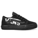 VANS JUNIOR OLD SKOOL SHOES LOGO BLACK WHITE
