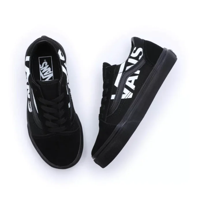 VANS JUNIOR OLD SKOOL SHOES LOGO BLACK WHITE - Image 2