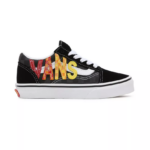 VANS KIDS OLD SKOOL SHOES FLAME LOGO REPEAT BLACK