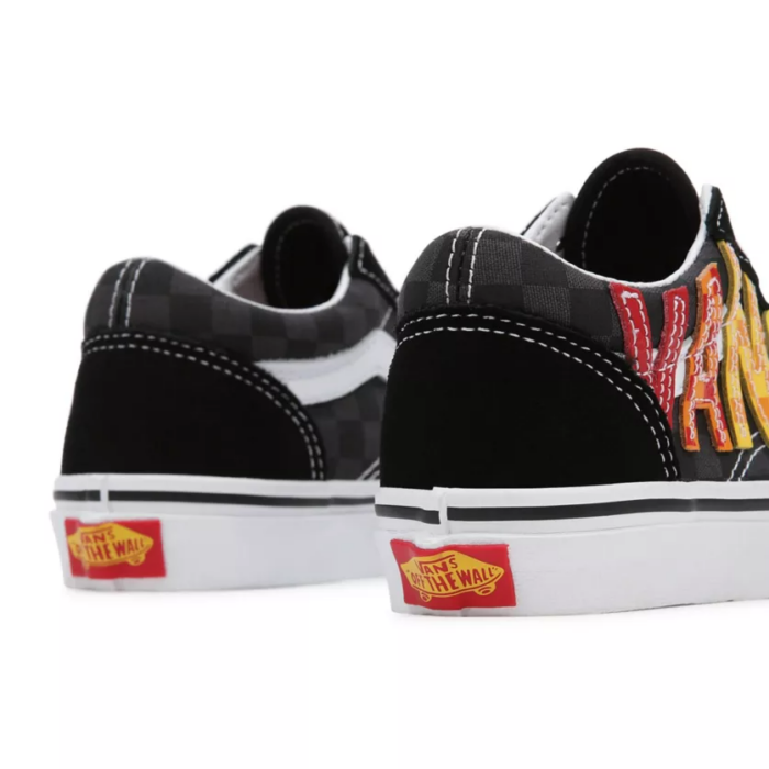 VANS KIDS OLD SKOOL SHOES FLAME LOGO REPEAT BLACK - Image 3