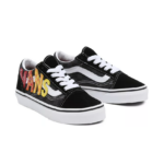 VANS KIDS OLD SKOOL SHOES FLAME LOGO REPEAT BLACK - Image 5