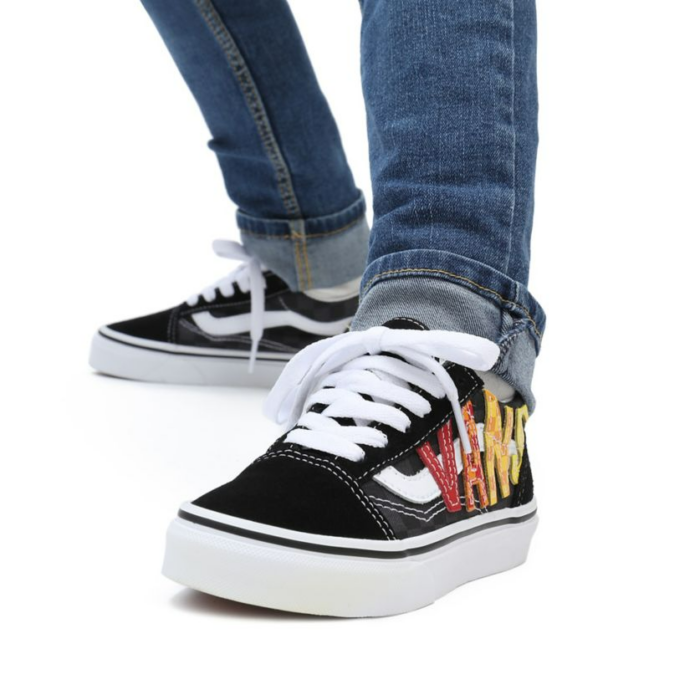 VANS KIDS OLD SKOOL SHOES FLAME LOGO REPEAT BLACK - Image 7