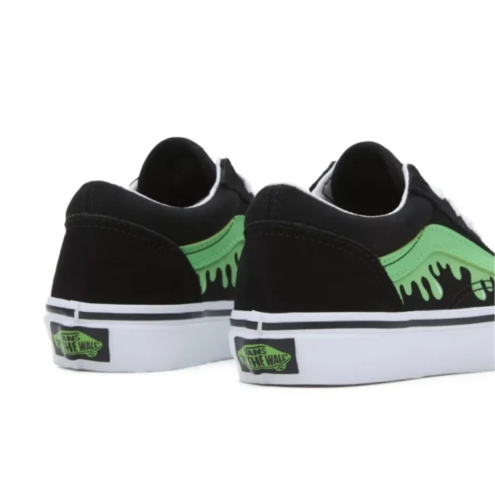 VANS KIDS OLD SKOOL SHOES GLOW SLIME BLACK GREEN - Image 4