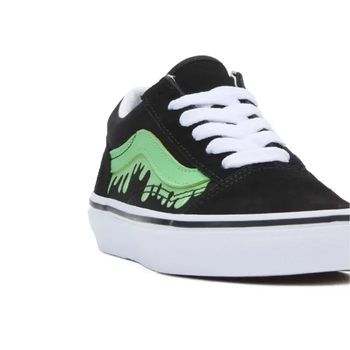 VANS KIDS OLD SKOOL SHOES GLOW SLIME BLACK GREEN - Image 5