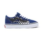 VANS KIDS OLD SKOOL SHOES REFLECTIVE CHECK FLAME TRUE BLUE