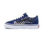 VANS KIDS OLD SKOOL SHOES REFLECTIVE CHECK FLAME TRUE BLUE - Image 2