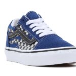 VANS KIDS OLD SKOOL SHOES REFLECTIVE CHECK FLAME TRUE BLUE - Image 4