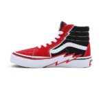 VANS KIDS SK8-HI BOLT SHOES RED BLACK - Image 2