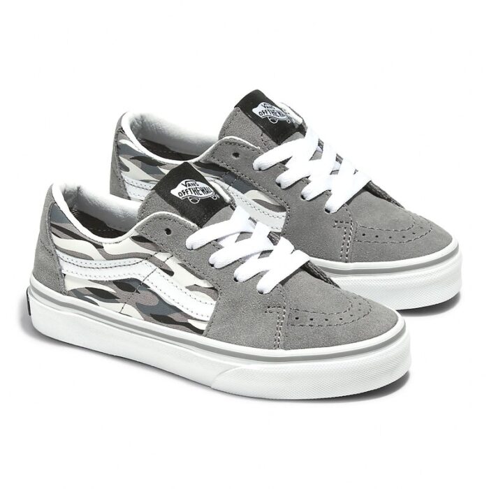 VANS KIDS SK8-LOW SHOES FLAME CAMO GREY BLACK - Image 3
