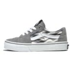 VANS KIDS SK8-LOW SHOES FLAME CAMO GREY BLACK - Image 2