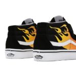 VANS JUNIOR SK8-MID REISSUE SHOES HOT FLAME BLACK TRUE WHITE - Image 4