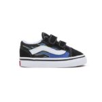 VANS TODDLER OLD SKOOL V SHOES PIXEL FLAME BLACK BLUE
