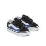 VANS TODDLER OLD SKOOL V SHOES PIXEL FLAME BLACK BLUE - Image 3